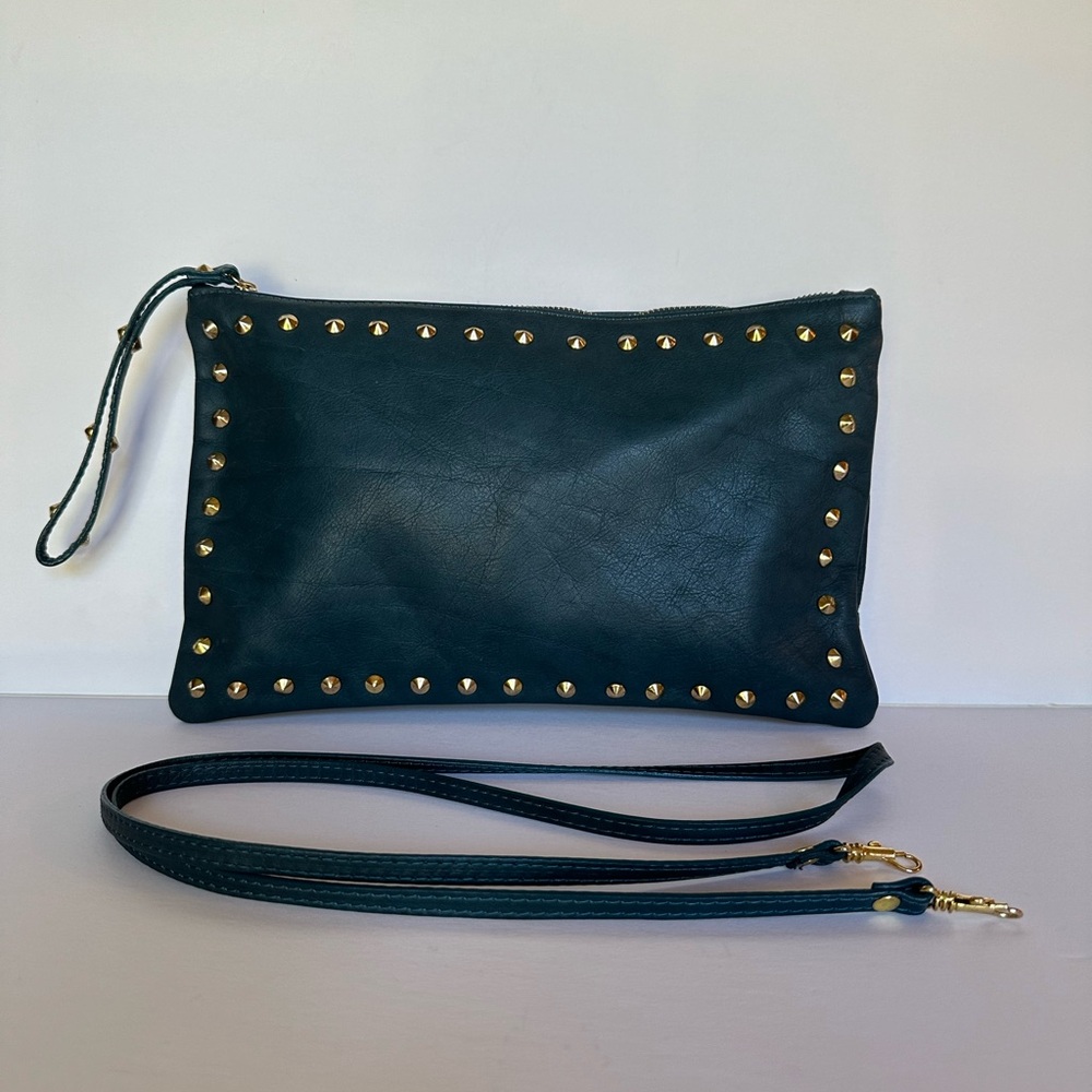 Leather Mediterranean blue clutch & crossbody bag